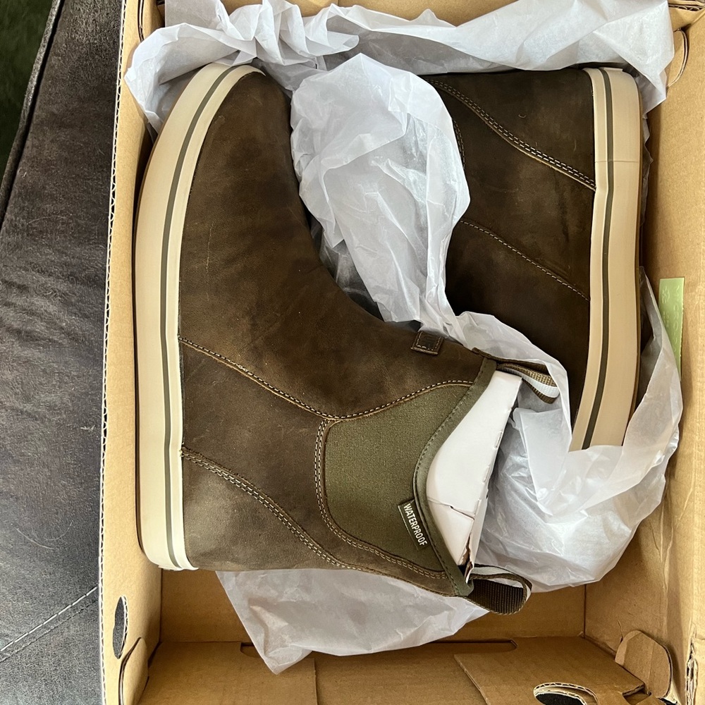 XtraTuf Leather 6” Deck Boots in Olive